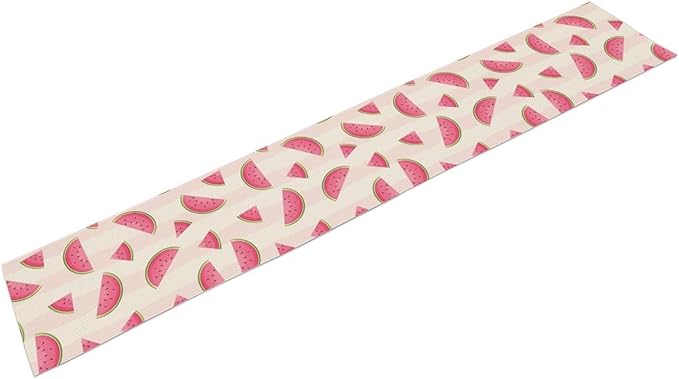 Fruits Table Runner, Tasty Summer Fruit Watermelon Stripes Fun Art Print Table Runner for Kitchen Dining Party Holiday Home 13x70in