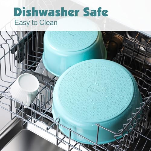 SENSARTE 24 Piece Ceramic Detachable Handle Pots and Pans Set Turquoise - Image 5