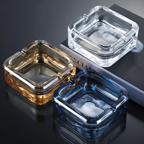 Square Cigar Ashtray, Classic Clear Crystal Glass Cigarette Ashtray Holder - Image 5