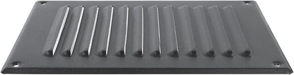 Square Ventilation Grille / 5" x 7" Inch Inside Measurement/Black Metal Air Vent Louver - Inside/Outside use / 6.5" x 9.5" Inch Outer Measurement