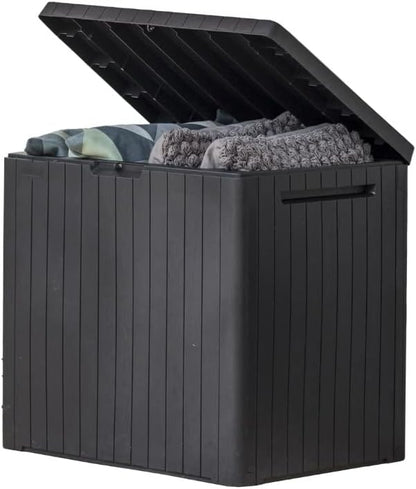 Keter City 30 Gal Outdoor Storage Box and Patio Side Table | Grey, Weatherproof by Unknown