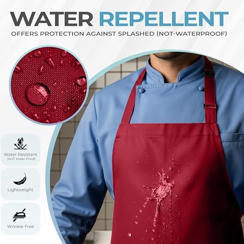 Utopia Kitchen Bib Aprons 4 Pack Adjustable - Image 3