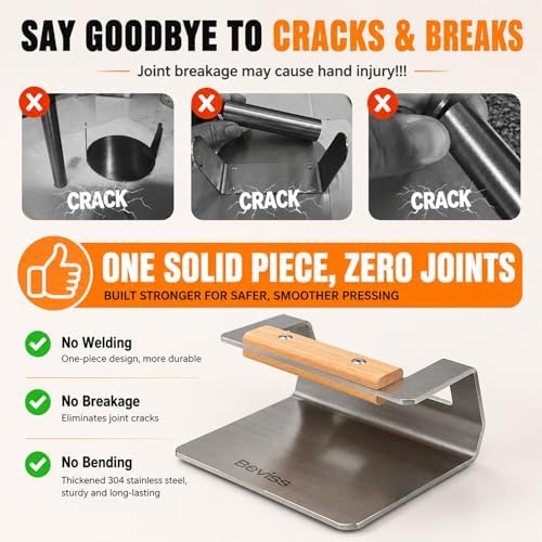 6.3" Smash Burger Press, 304 Stainless Steel Hamburger Press, 2.3 lbs - Image 4