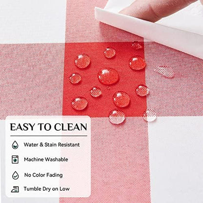 Softalker Gingham Checkered Tablecloth Square - Outdoor Waterproof Buffalo Plaid Table Cloth, Stain Resistant Washable Table Cover for Picnic, Camping - Red and White, 2 Pack - 54 x 54 Inch