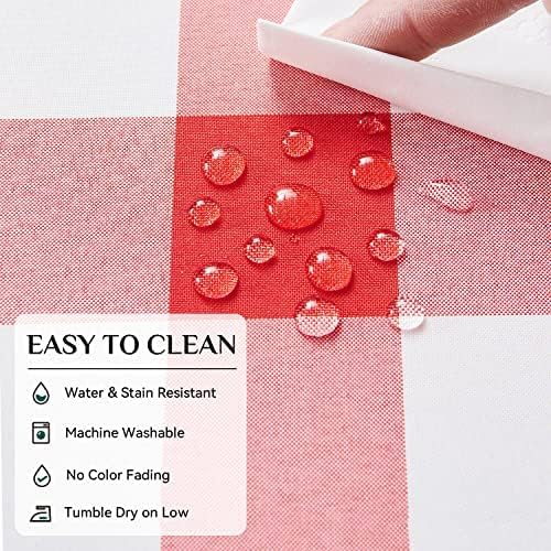 Softalker Gingham Checkered Tablecloth Rectangle - Outdoor Waterproof Buffalo Plaid Table Cloth, Stain Resistant Washable Table Cover for Picnic, Camping - Red and White, 2 Pack - 60 x 102 Inch