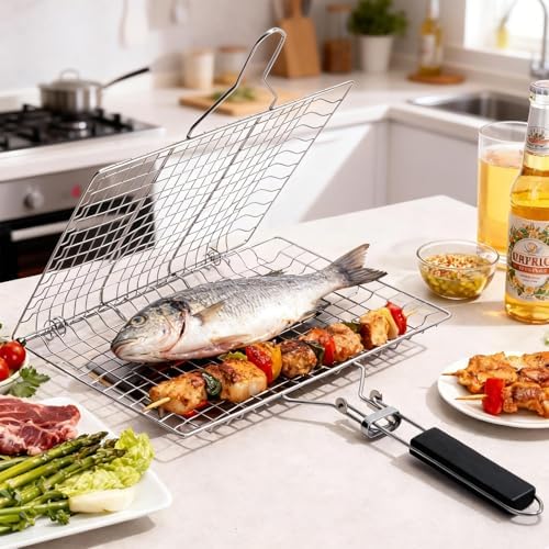 Grill Basket Set – Stainless Steel Folding BBQ Basket - Image 6