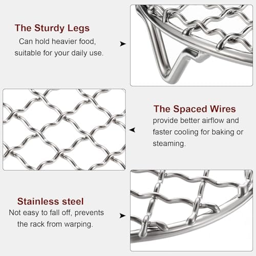 HARFINGTON Round Cooking Rack 17.7-inch 201 Stainless Steel Cross Wire Barbecue - Image 4