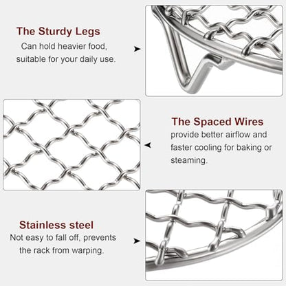 HARFINGTON Round Cooking Rack 17.7-inch 201 Stainless Steel Cross Wire Barbecue - Image 4