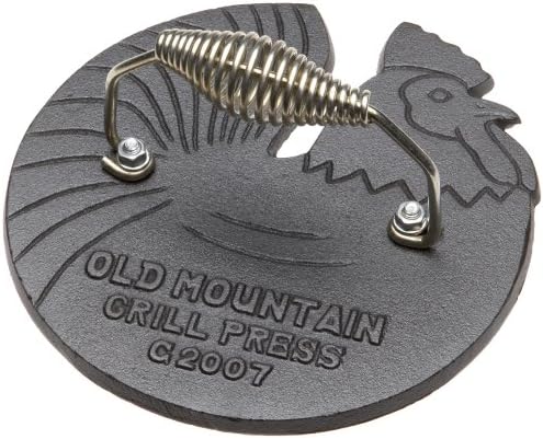 Old Mountain Pre Seasoned Rooster Shaped Bacon / Grill Press, 7 1/2 Inch by Old+Mountain