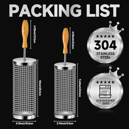 Rolling Grill Baskets, Gifts for Men, Grilling Accessories for Veggies—2 Pack - Image 2