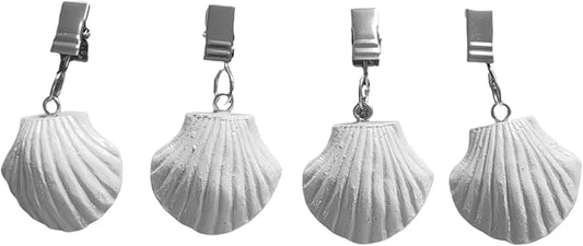 TwoFish Home Set of 4 White-Shell Resin Tablecloth Weights Clips White-Shell Handicraft Tablecloth Clamps Pack of 4