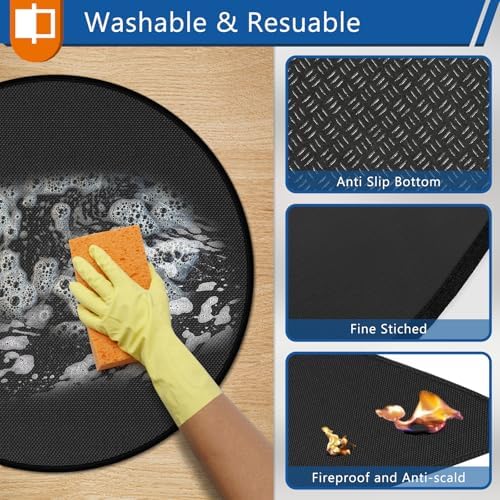 Anze Round Under Grill Mat for Outdoor Grill, 39 Inch Anti-Slip BBQ Floor Mats - Image 5