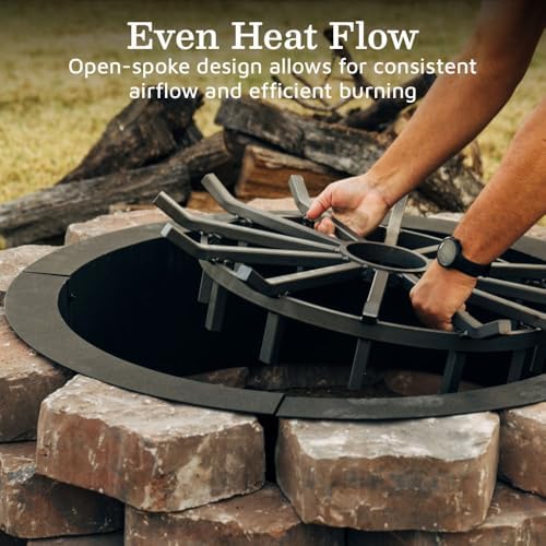 Ash & Ember 28" Wagon Wheel Fire Grate, High-Efficiency Smoke-Free Fireplace - Image 4
