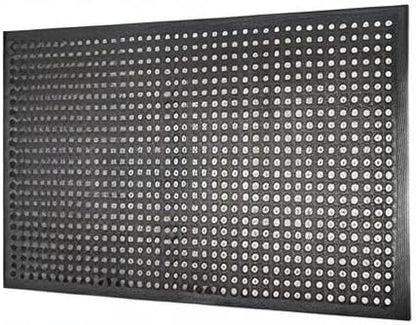 New Star Foodservice 533517 Commercial Grade Grease Resistant Anti-Fatigue Rubber Floor Mat, 36" x 60", Black