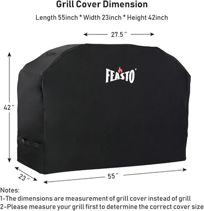 BBQ Grill Cover, 55 Inch Heavy Duty Waterproof Gas Grill Cover with Adjustable Velcro Strap, Anti-UV, Fade Resistant, Fits for Weber, Char Broil, Nexgrill, Royal Gourmet (55"L x 23"W x 42"H)