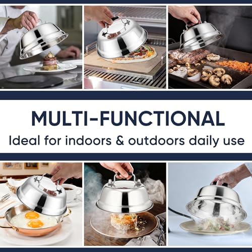 HaSteeL 6.5In Cheese Melting Dome, Stainless Steel Small Round Basting Steaming - Image 7