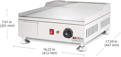 ALDKitchen Flat Top Griddle | Teppanyaki Grill with Dual Thermostat | No plug | 110V (16.00’ x 18.00’)