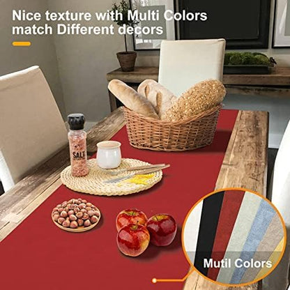 Wipeable Table Runner - Thick Farmhouse, Dresser, Rustic for Kitchen, Bedroom, Living Room, Indoor/Outdoor (48'', Red)