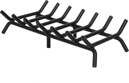 STBoo Fireplace Grate 24inch Heavy Duty - Fireplace Log Holder | Fire Place Grate Cast Iron | Wood Stove Wrought Rack | Firewood Log Fire Pit Tray for Indoor & Outdoor Kindling Tool Camping Cooking