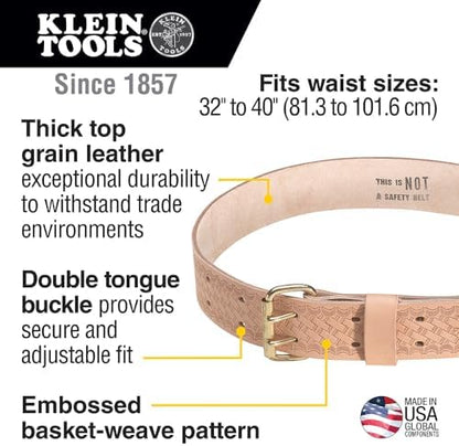 Klein Tools Tool Belt, Heavy-Duty Leather Work Belt - Image 2