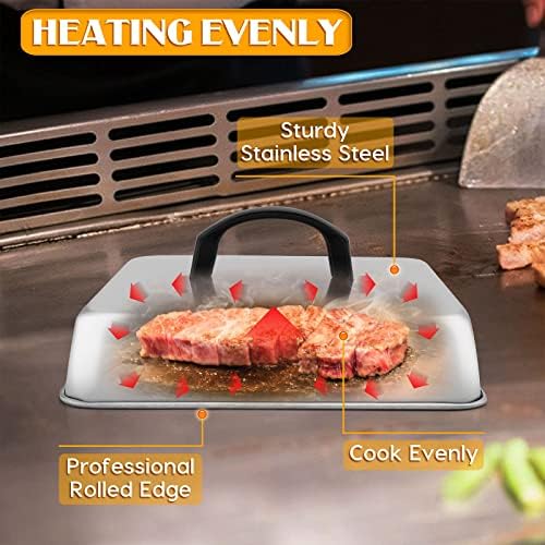 Leonyo 8.2 Inch Square Cheese Melting Dome, Heavy Duty Square Steaming Basting - Image 3