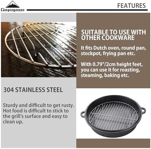 CAMPINGMOON 2pcs Round round cooling rack 304 Stainless Steel Cooking Grid Grill - Image 3