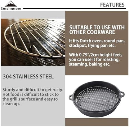 CAMPINGMOON 2pcs Round round cooling rack 304 Stainless Steel Cooking Grid Grill - Image 3
