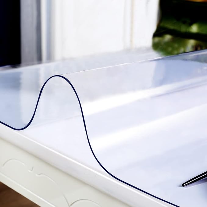 Clear Plastic Dining Table Protector Tablecloth Desk Pad Mat Wooden Furniture Coffee Glass End Entryway Sofa Side Cabinet Top Protection Countertop Cover Waterproof PVC Vinyl Rectangular 23.6x 39.4 In