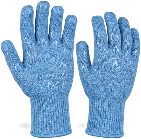 Grill Armor Oven Gloves with Fingers – Extra Long Cuff, 932°F Heat, Fire & Cut by GrillArmorGloves
