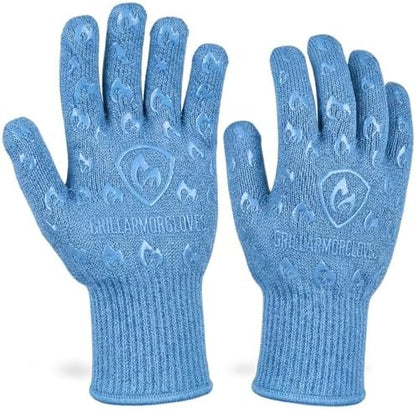 Grill Armor Oven Gloves with Fingers – Extra Long Cuff, 932°F Heat, Fire & Cut by GrillArmorGloves
