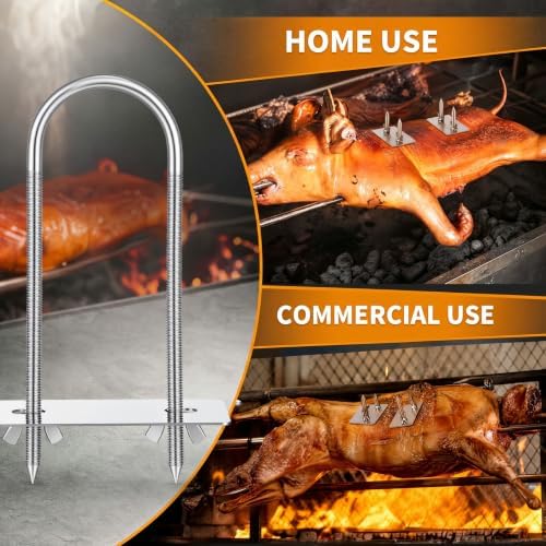 4 Pcs Steel Rotisserie Fork U Bolt Adjustable Spit Rod, 7.5" L - Image 5