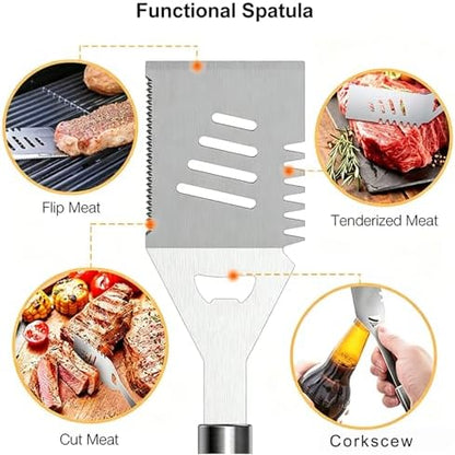 Grill Tool Set with Spatula, Barbecue Brush and Cleaning Brush - Image 3