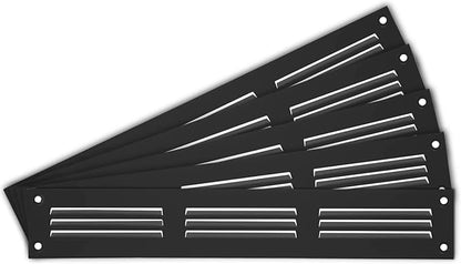 Repa Market 5-Pack 12x2 Inch Air Vent Cover/Black Galvanized Steel Louvered Grill Cover with Mesh Screen/Wall or Ceiling Vent/Durable Flush Mount HVAC Register for Indoor and Outdoor Ventilation