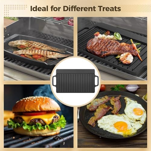Cast Iron Reversible Grill Griddle, Double Sided Grill and Griddle Pan - Image 5