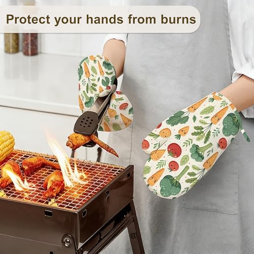 Vibrant Cute Dancing Vegetable Oven Mitts and Pot Holders Sets, Silicone - Image 6