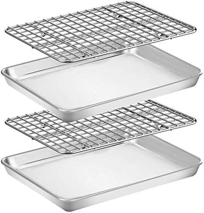 Baking Sheet with Rack Set, Wildone Stainless Steel Cookie Sheet Baking Pan by Wildone