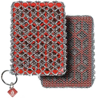 Knapp Made Premium Cast Iron Cleaner, 2-in-1 Combo Chainmail Scrubber by BBQ-AID