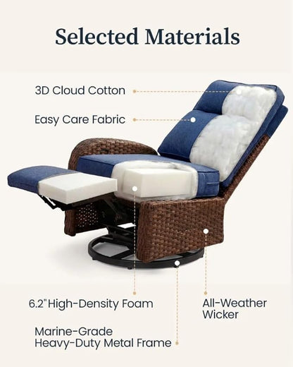 Resort-Grade Outdoor Swivel Recliner, 6.2" Ultra Thick Cushions | Heavy Duty - Image 7