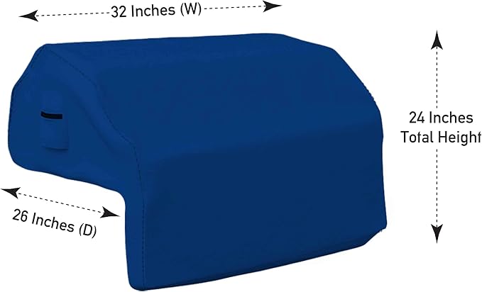 Covers & all Built-in Outdoor Grill Cover, Durable Heavy Duty 18 Oz Waterproof Cover Tuff Material with Air Pocket & Elastic for Snug Fit (32" W x 26" D x 24" H inches, Blue)