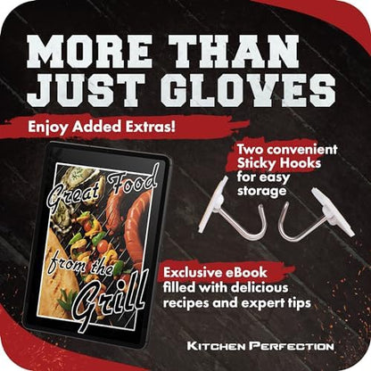 KITCHEN PERFECTION XL Silicone Smoker BBQ Gloves Heat Resistant Oven Mitts - Image 4