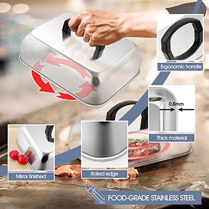 HaSteeL Cheese Melting Dome Set of 2, Stainless Steel Rectangular 9x7 Inch - Image 3