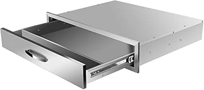 BBQ Outdoor Kitchen Drawers Stainless Steel 3-Drawer BBQ Drawer Enclosed Built-in Drawer Flush Mount for Outdoor Kitchens & BBQ Islands,30Wx23Dx6.5H