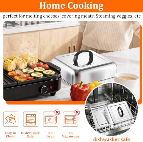 HaSteeL 10-Inch Square Melting Domes, Griddle Basting Cover - Image 6