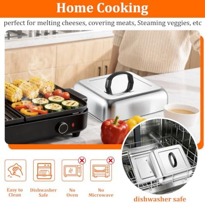 HaSteeL 10-Inch Square Melting Domes, Griddle Basting Cover - Image 6