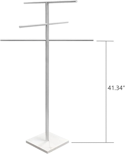 Marble Base Free Standing Hot Tub Towel Rack for Spa, 304 Stainless Steel 6 Arms Standing Towel Sheet Holder Drying Rack Brushed Nickel