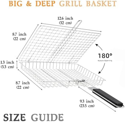 Deep BBQ Grill Basket, Lockable Grilling Basket - Image 2