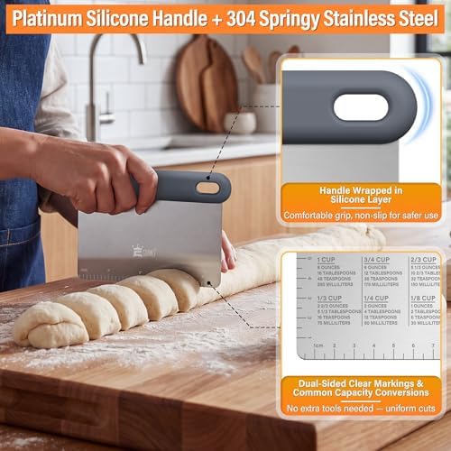 Bench & Dough Scraper for Kitchen 2-Pack, Pastry Scraper Tools - Image 3