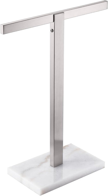 KOKOSIRI Hand Towel Bar Stand Towel Rack with Marble Base for Bathroom Kitchen Vanity Countertop, Brushed Stainless Steel 15.7'' Height THS0002-SM-BR