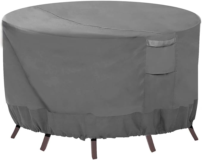 Vailge Round Patio Furniture Covers, 100% Waterproof Outdoor Table Chair Set Covers, Anti-Fading Cover for Outdoor Furniture Set, UV Resistant (Grey, 110"DIAx28"H)