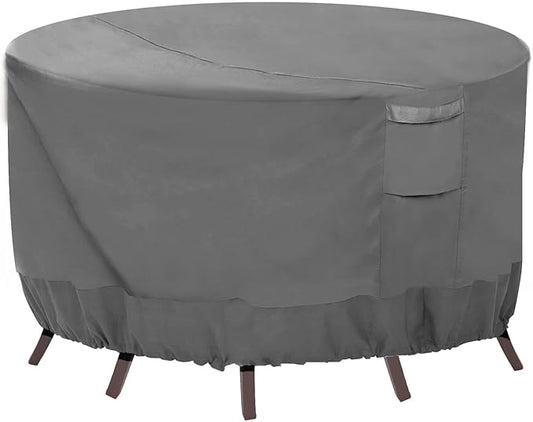 Vailge Round Patio Furniture Covers, 100% Waterproof Outdoor Table Chair Set Covers, Anti-Fading Cover for Outdoor Furniture Set, UV Resistant (Grey, 110"DIAx28"H)